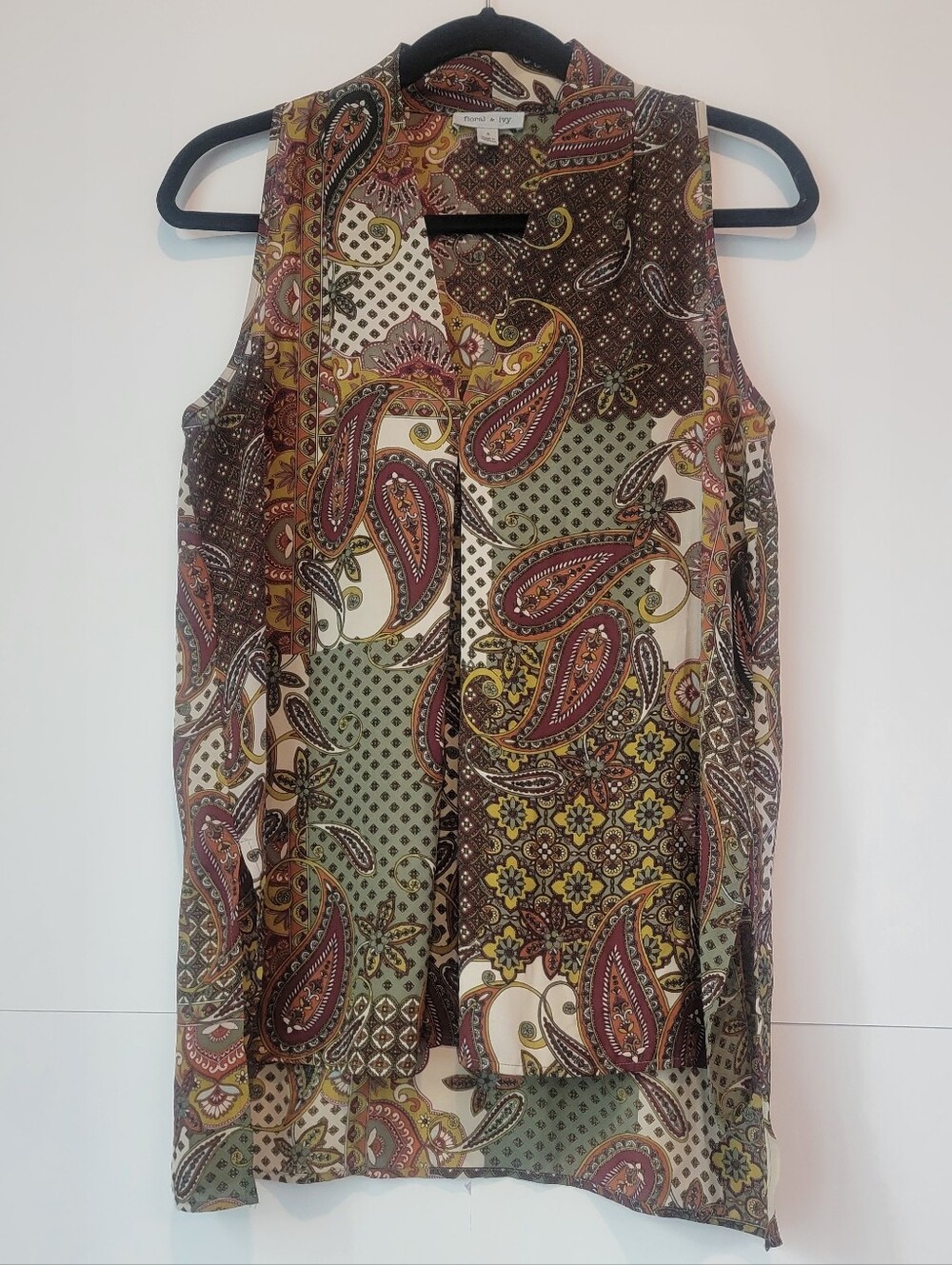 Floral & Ivy Paisley Sleeveless Patchwork Duster Vest S